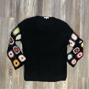 Women's Blakeley Granny Square Crochet Sleeve Sweater S/M